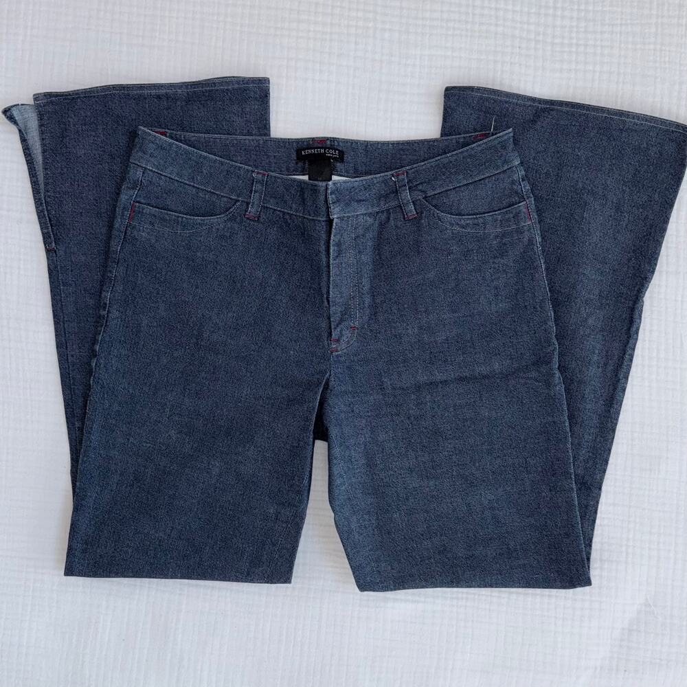 Kenneth Cole NY Women's Size 12 Dark Denim Cotton Blend Jeans‎ Split Leg Opening